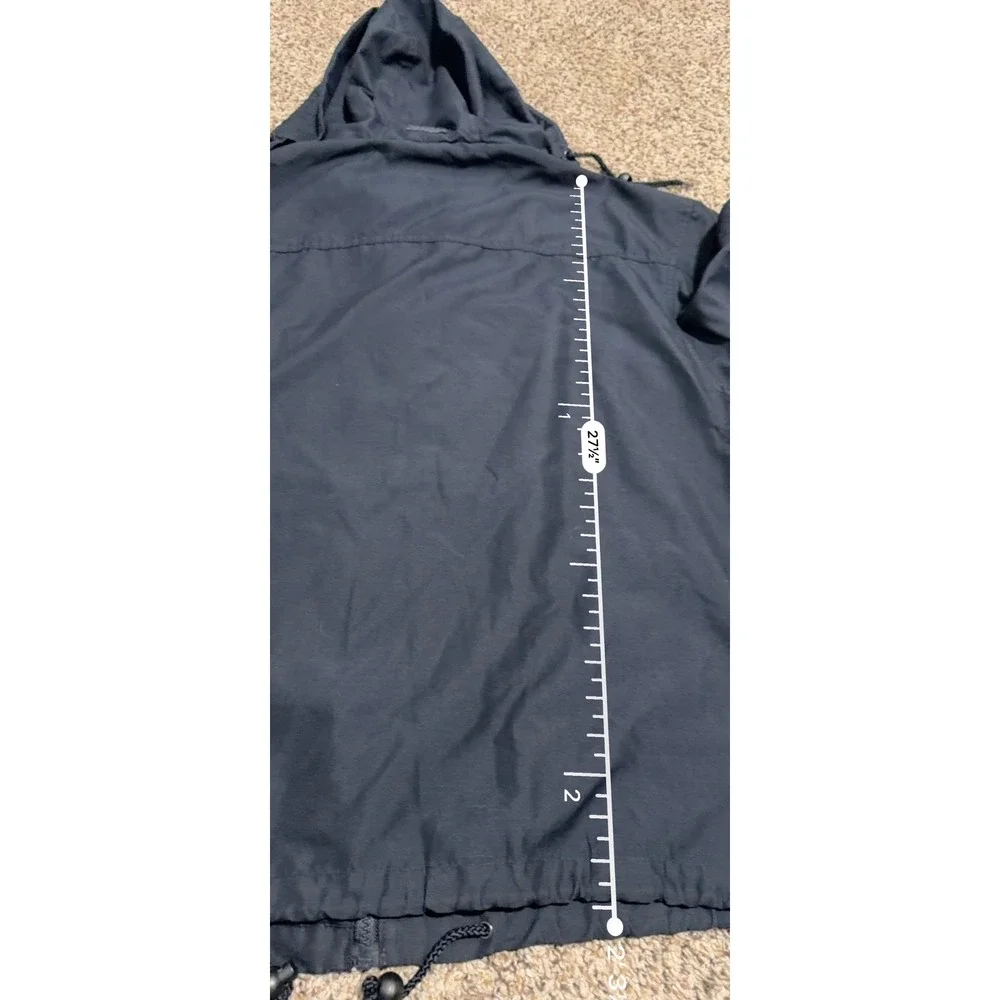 NFL New York Giants Men Hooded Rain Jacket Navy Blue Full Zip Windbreaker Medium